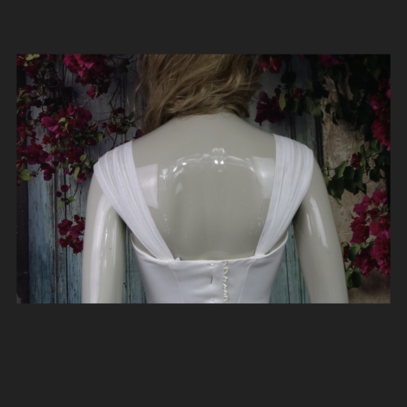 White tulle detachable bridal sleeves - Picture 3 of 6